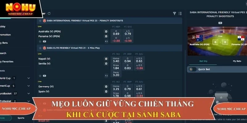 Mẹo luôn giữ vững chiến thắng khi cá cược tại sảnh SABA